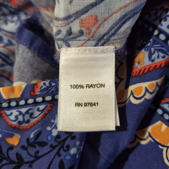 J Jill Paisley Boho Boat Neck Sleeveless Sheath Dress Sz L Majestic Blue Pockets - Picture 8 of 10